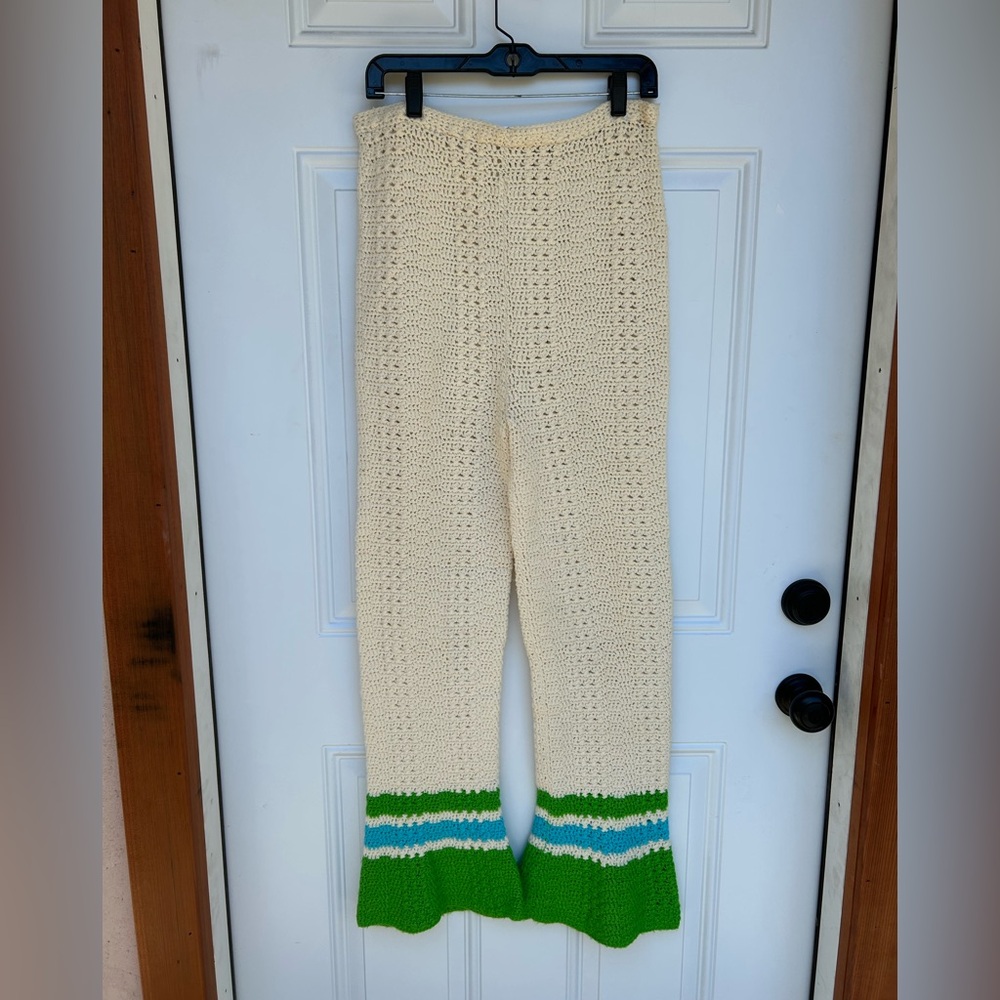 Fabulous handmade OOAK 1970s Crochet/Knit Hippie Pants